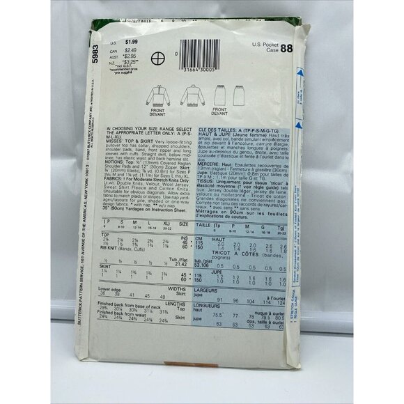 See & Sew Butterick 5983 Miss Top & Skirt Size 6-22 Sewing Pattern Women's Uncut - Picture 2 of 5